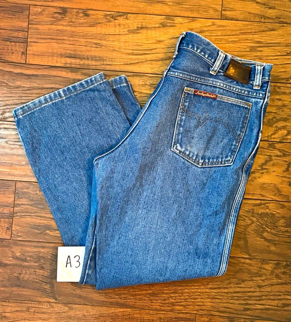 Vintage Sedgefield Jeans Made in USA 100% Cotton Faded Denim 34x27 Tagged 36x30
